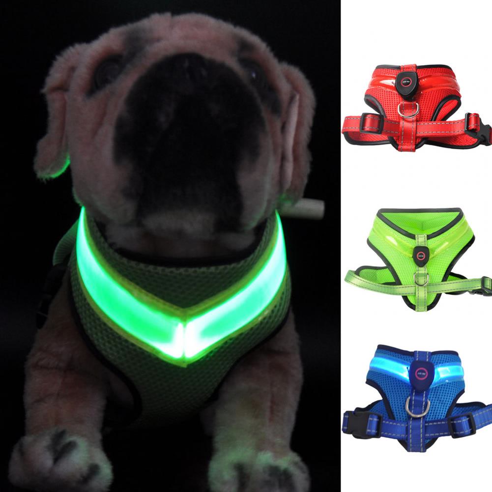 Great Pet LED Harness High Brightness Energy-saving Attractive No Pull Dog Vest Harness with LED Light