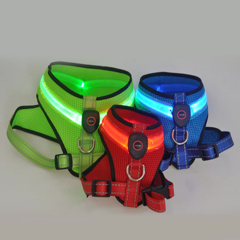 Great Pet LED Harness High Brightness Energy-saving Attractive No Pull Dog Vest Harness with LED Light