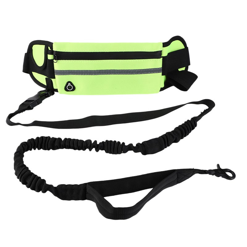 Hand Free Dog Running Leash With Zipper Pouch Running Leash Multi-functional Waist Bag Night Visible Reflective Dog Walking Rope